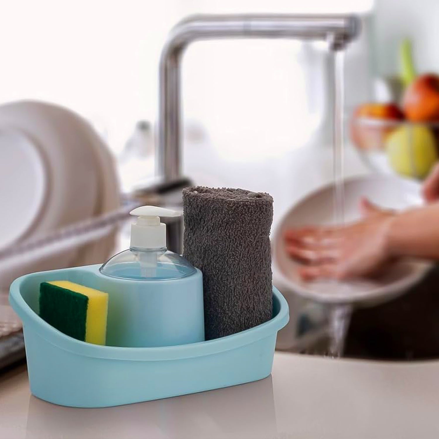 3 In 1 Hand Wash Liquid Soap Dispenser With Sponge Holder (1 Set) 3 In 1 Hand Wash Liquid Soap Dispenser With Sponge Holder (1 Set)